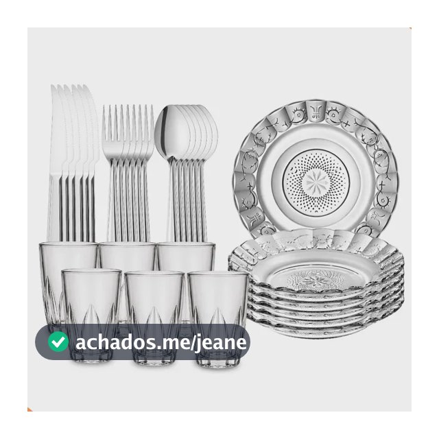 Kit Jantar 30 Peças Pratos Talheres Copos Vidro Mesa Posta Transparente Verdan
