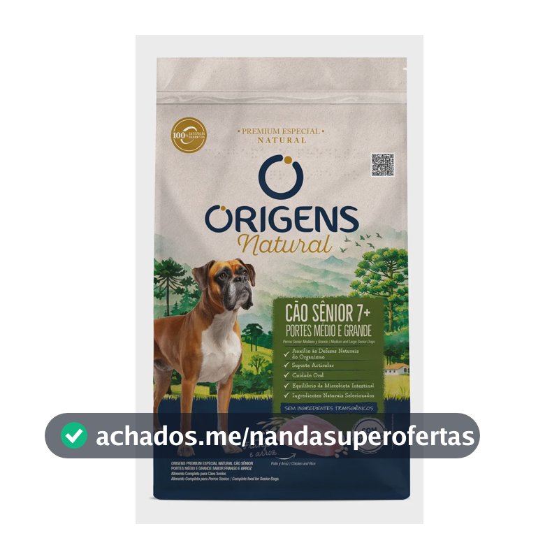Ração Origens Natural Cães Sênior Médios E Grandes 12kg