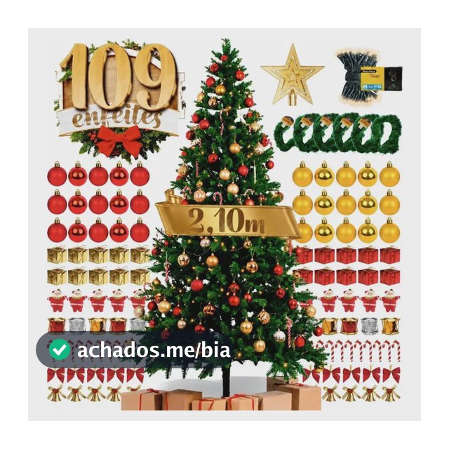 Árvore Natal Completa 210cm Grande Galhos Cheios Decorada