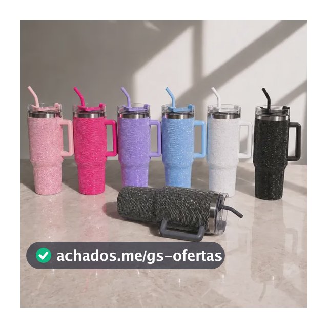 Copo Térmico Inox 1,2l Com Alça, Tampa E Canudo Metal Strass