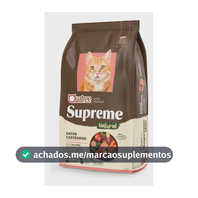 Ração Quatree Supreme Gatos Adultos Castrados Salmão e Batata Doce Super Premium