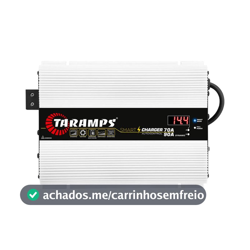 Fonte Automotiva 70a 90a Taramps Smart Charger Bivolt 70 Amperes Carregador Bateria Caixa Bob Som Automotivo