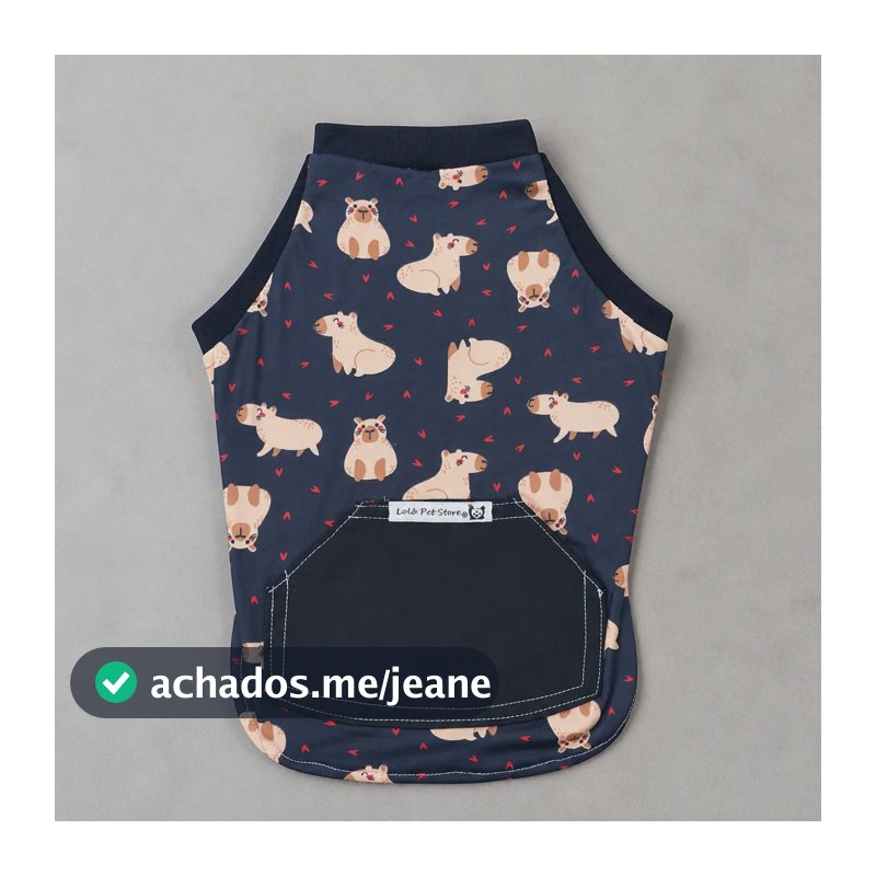 Camiseta Para Cães Cachorro Macho Capivara Preto - Pet P