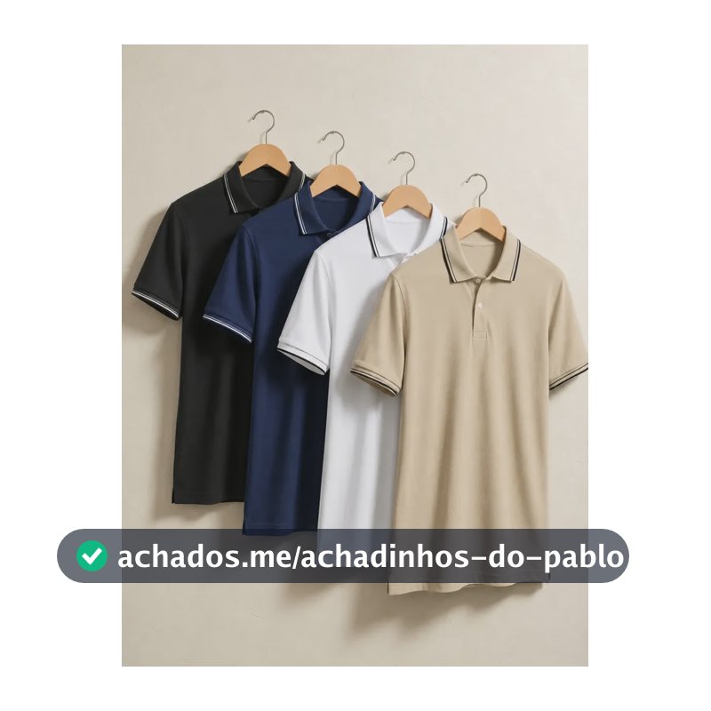 Kit 4 Camisa Gola Polo Piquet Masculina Slim Casual Algodão Multicolorido P Liso