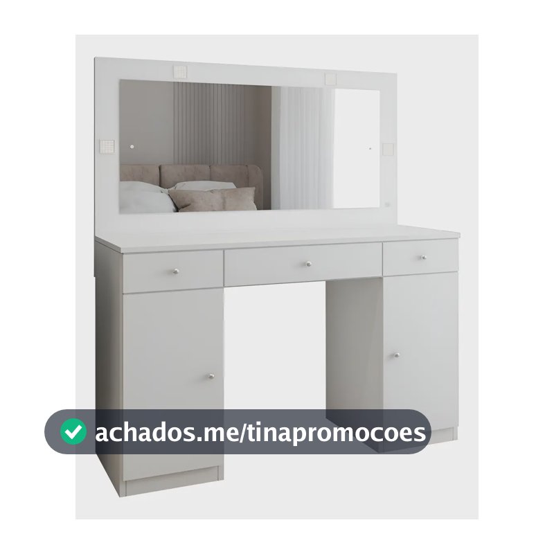 Penteadeira Camarim Margot 2 Portas 3 Gavetas Porta Jóias Cor Branco