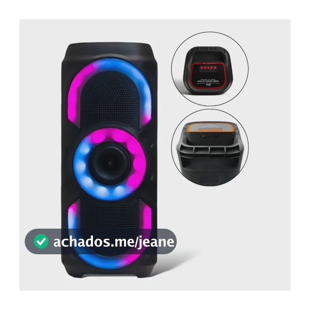 Caixa De Som Bluetooth Potente 50w Rgb Tws Usb Fm Portátil Preto 127/220v