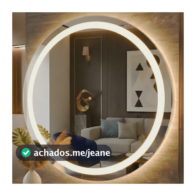 Espelho Redondo C/ Led 90cm De Parede 3 Cores Luxo Jateado
