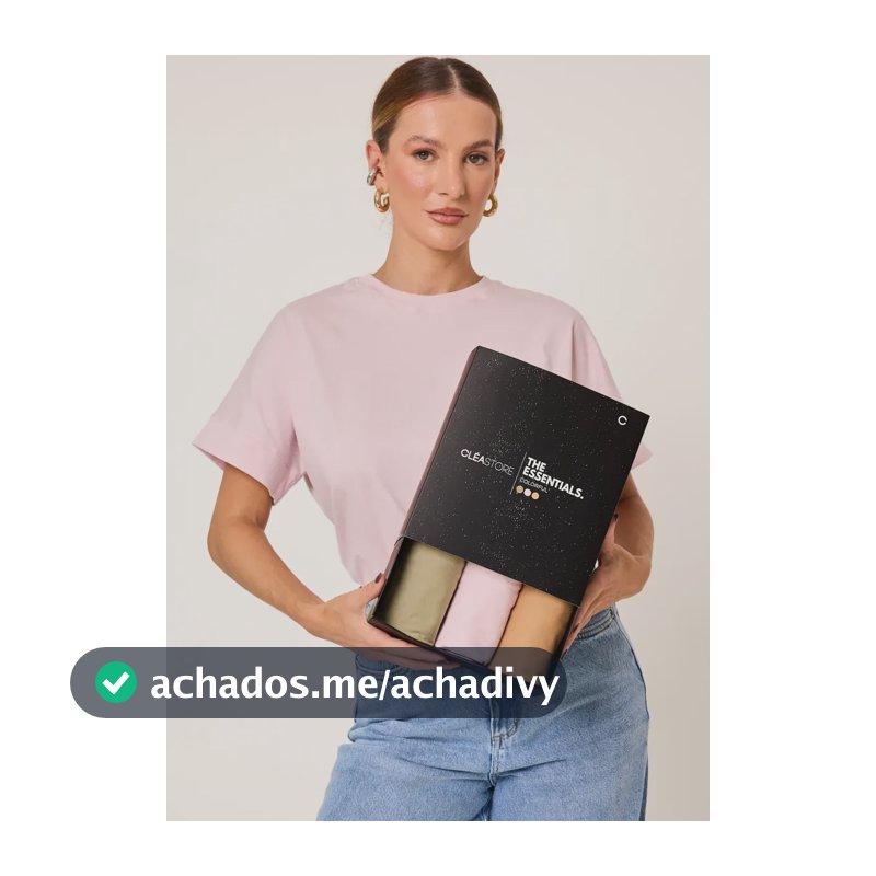 Kit 3 T-shirts Oversized Colorful Algodão Cléa Store Rosa Claro/verde Oliva/caramelo P