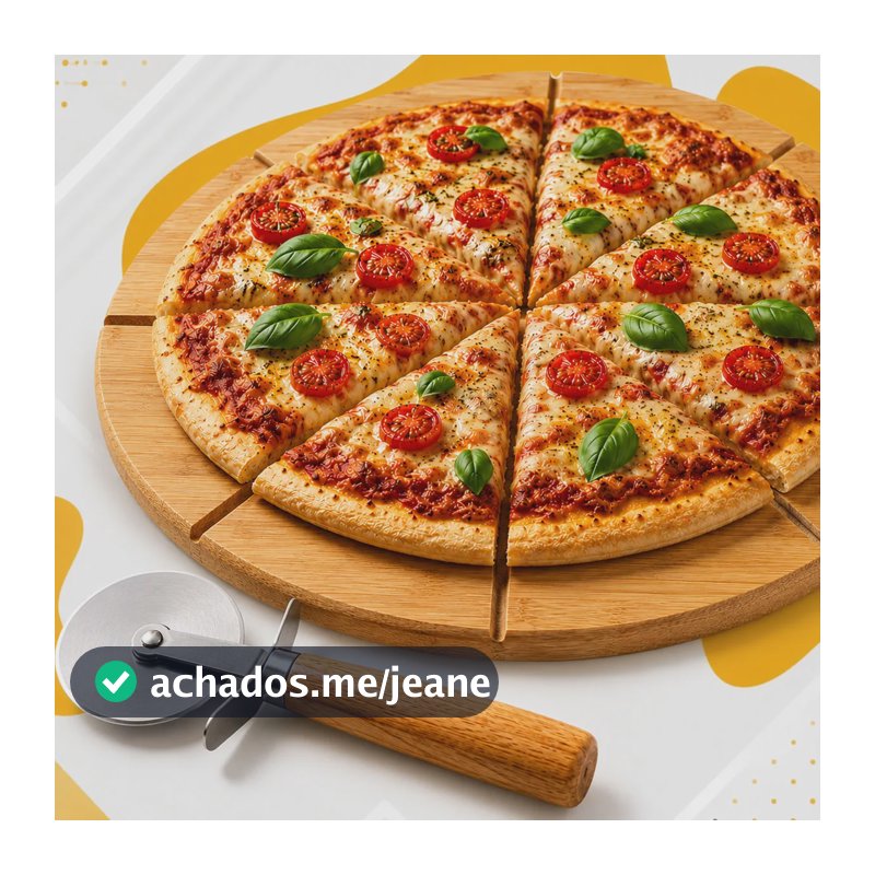 Kit Tábua Pizza Bambu Com Cortador Inox Torta Frios Com Guia Kit Tábua De Bambu Com Cortador Com Guia De Corte