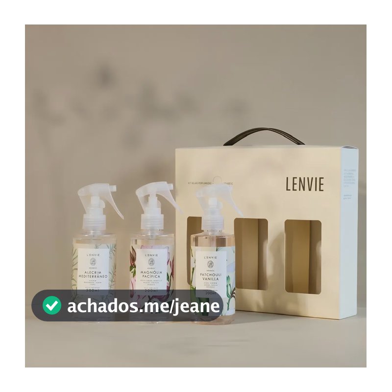 Lenvie Kit maleta 3 Águas Perfumadas 200ml Alecrim Mediterrâneo, Magnólia Pacífica e Patchouli Vanilla