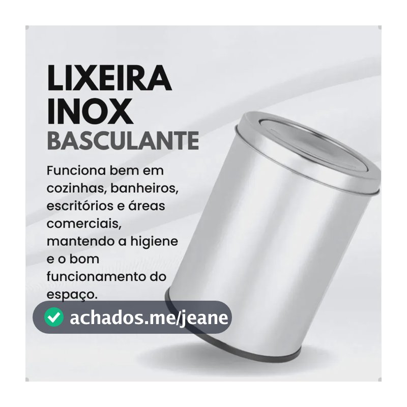Cesto De Lixo 12 Litros Inox Tampa Basculante Powermaid Prateado