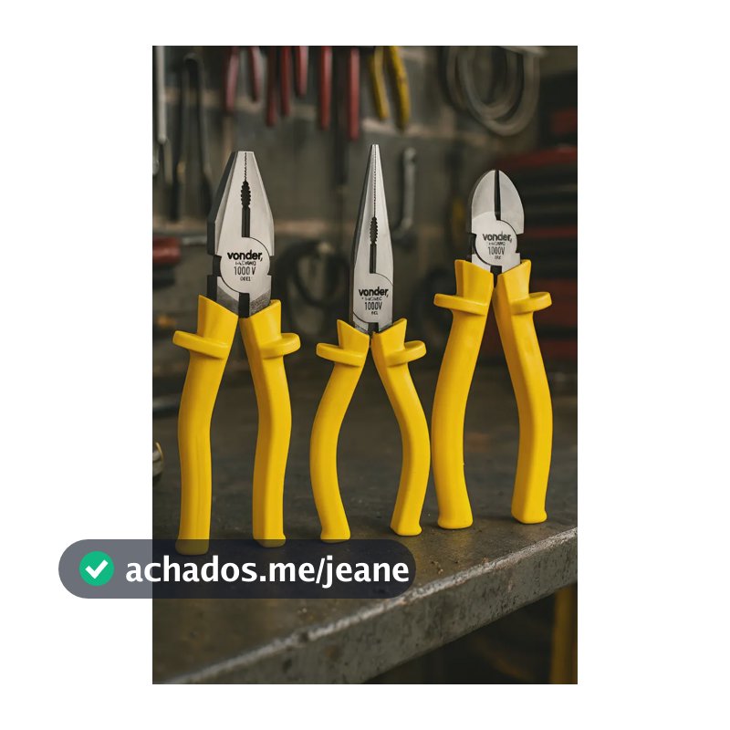 Kit 3 Alicates Vonder 1000V Universal Bico e Corte Diagonal