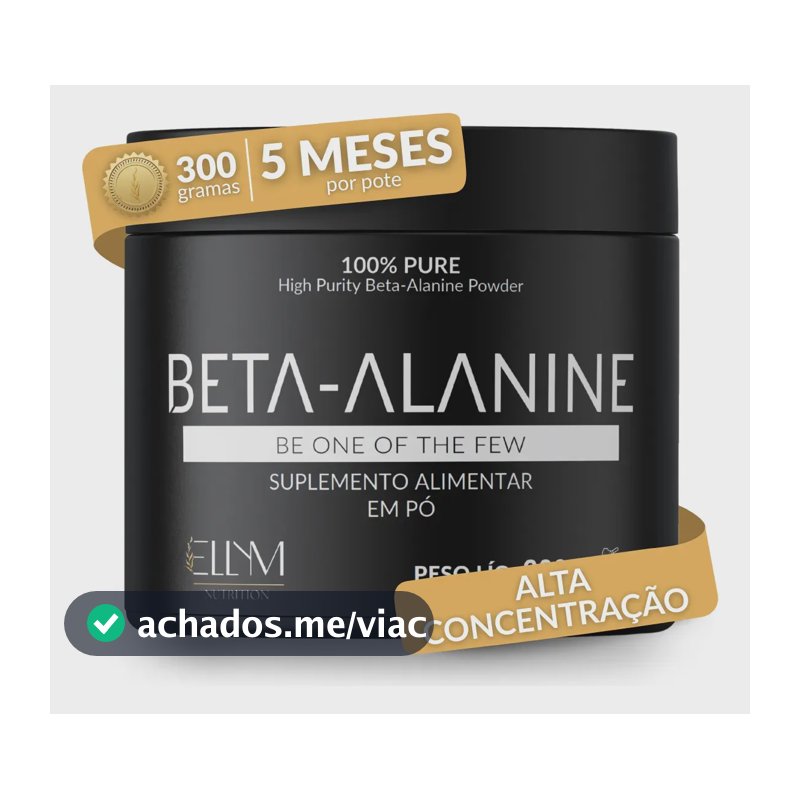 Beta Alanina 300g 100% Pura Performance Recuperação Muscular Pós Pré Treino 150 Doses Sem Sabor Concentrada Ellym Nutrition