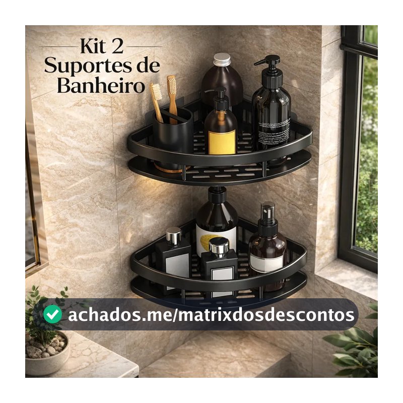 Kit 2 Suporte Porta Shampoo Sabonete Banheiro Adesivo Parede Sem Furos Box Luxo Prateleira Organizador Universal
