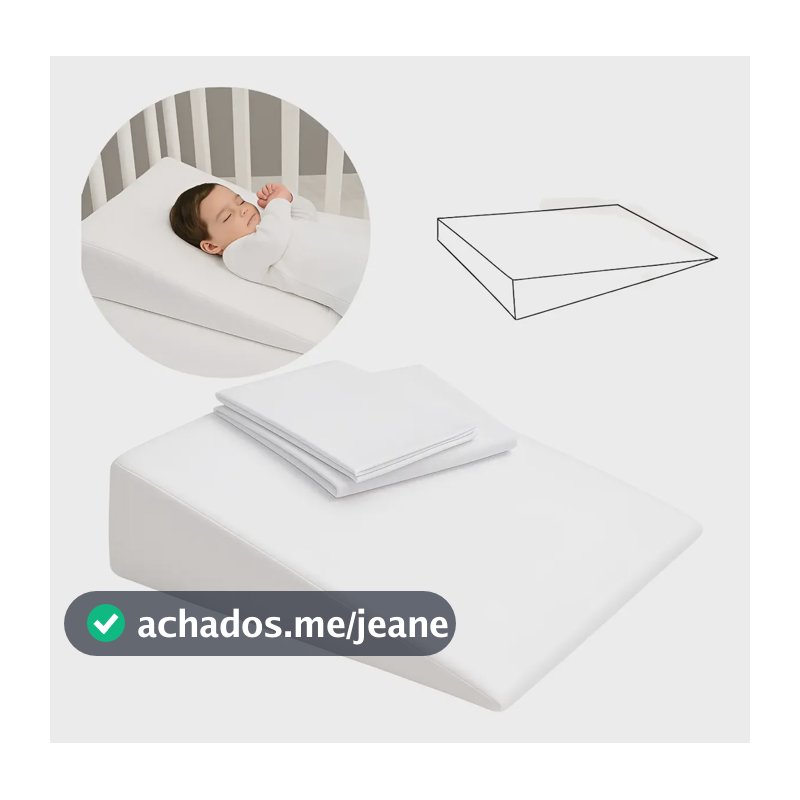 Bebê Travesseiro Anti Refluxo Rampa Berço Carrinho 2 Fronhas Branco