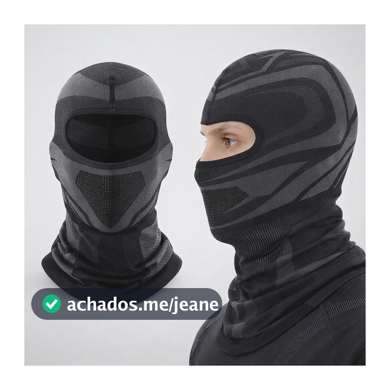 Touca Ninja Balaclava Preta Uv50+ Térmica Ciclismo Moto Cinza Liso Único
