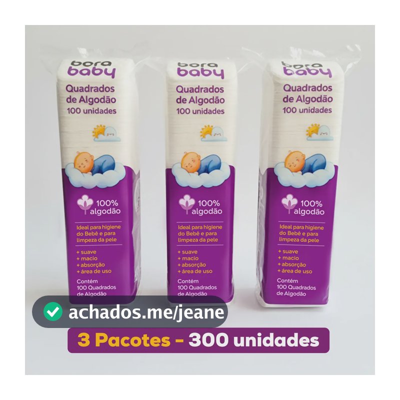Algodão Quadrado Bebê Limpeza Pele Kit Com 300 Unidades Branco