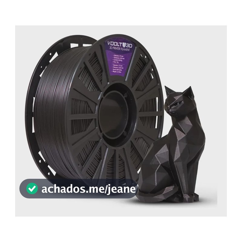 Filamento PLA Preto 1Kg Voolt3D 1,75mm Premium Para Imprimir Peças 3D Impressão 3D Cor Preta Modelagem Miniaturas Enfeites e Projetos em Impressoras 3D