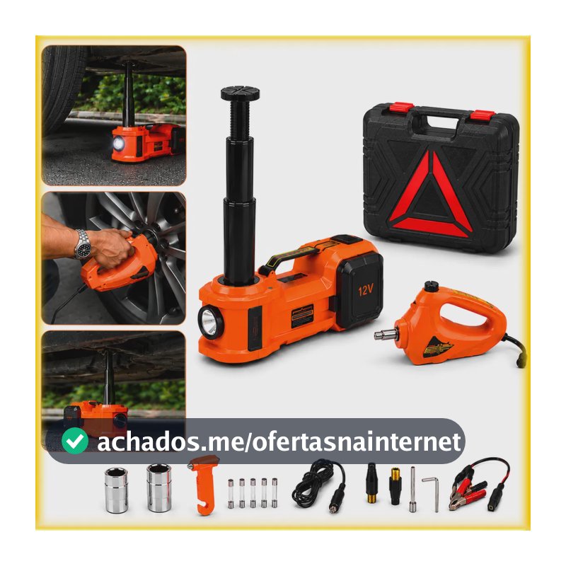 Kit Macaco Elétrico 5t 12v Compressor Chave De Impacto 12v