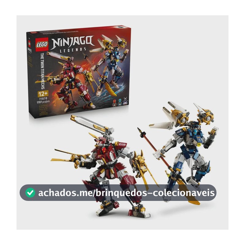 LEGO NINJAGO Os Meca Titãs Gêmeos 71870; Conjunto de construção; Figuras de ação articuladas; Brinquedo para adolescentes e fãs de mecas; Presente Dia das crianças; 12+