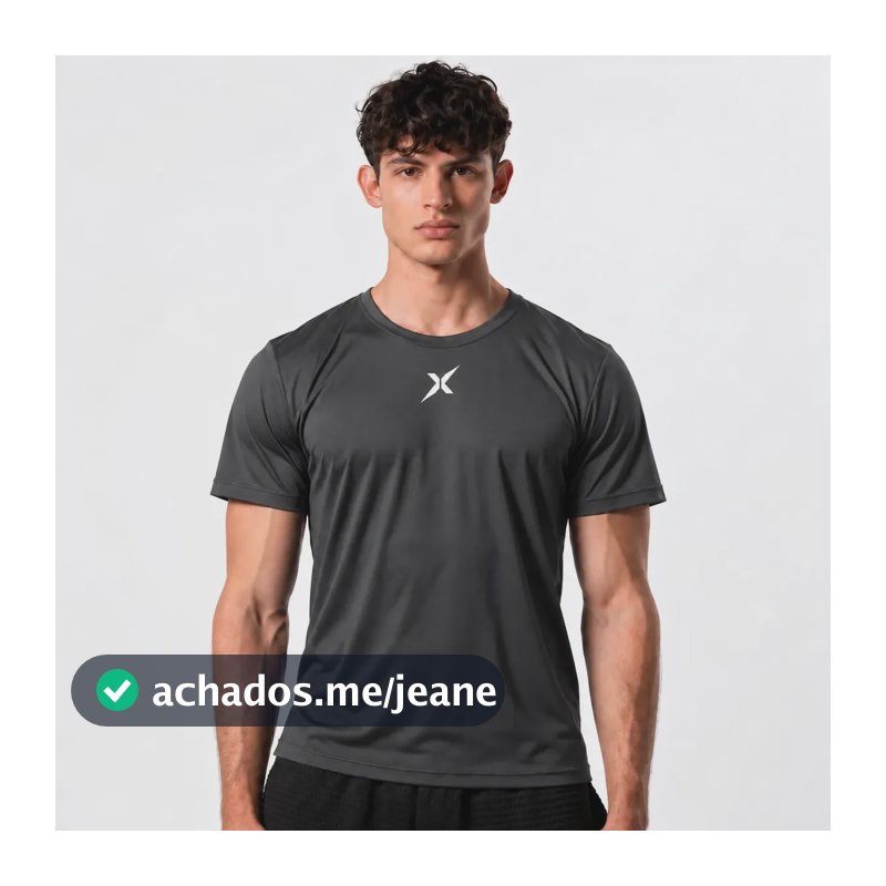 Camiseta Masculina Dry Tech Proteção Uv 50+ Academia Cinza Chumbo M