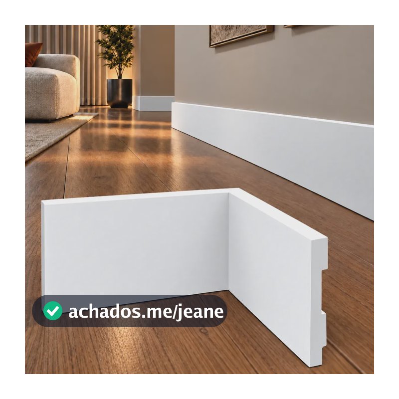 10 Metros Rodapé Liso De Poliestireno 7cm Altura Alut Barras Branco