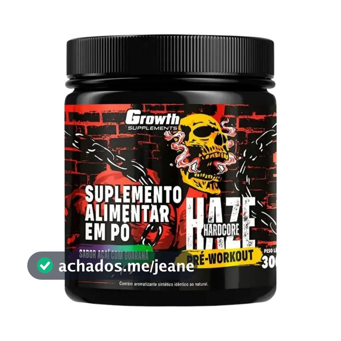 Haze Hardcore - Pré-treino 300g - Growth Supplements Sabor Açaí Com Guaraná