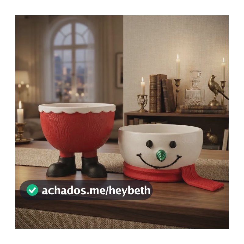Kit Tigela Natalina Enfeites Natal Doces Chocolate Vermelho E Branco