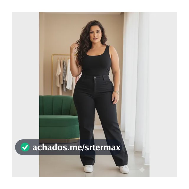 Calça Plus Size Jeans Feminina Wide Leg Levanta Bumbum
