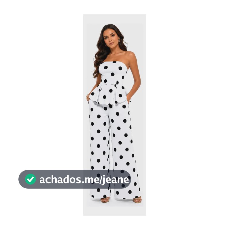 Conjunto Feminino  Poá Alfaiataria Calça Pantalona Bolinhas Branco M