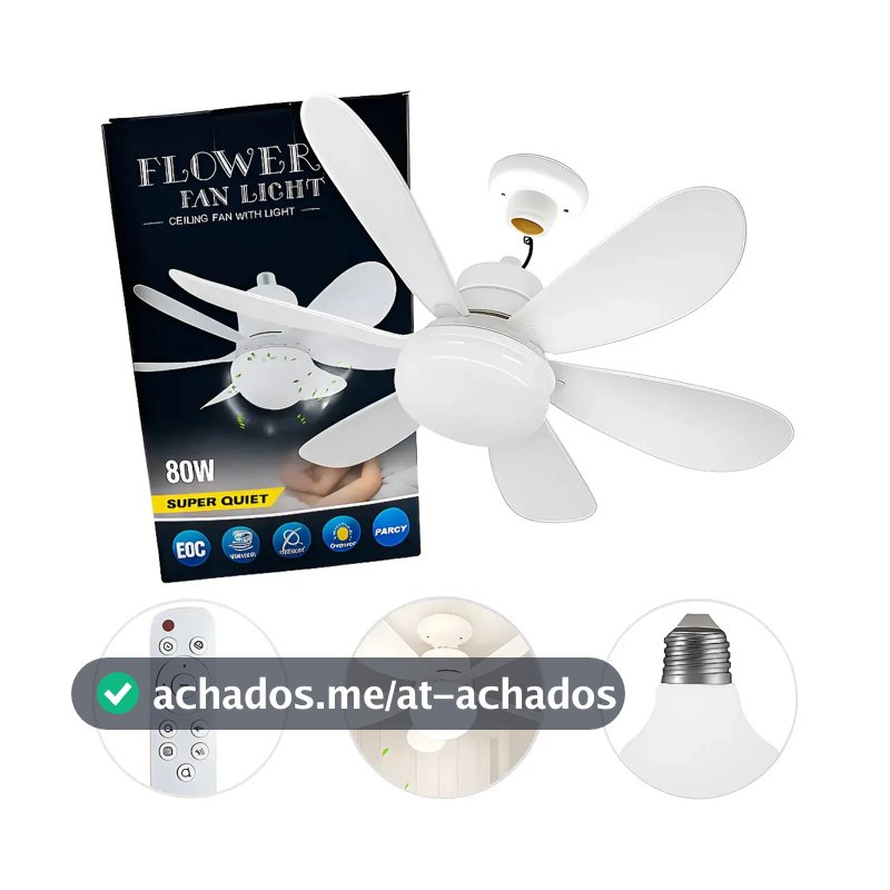 Ventilador De Teto Lâmpada 80w Led E27 Ajustável Bivolt