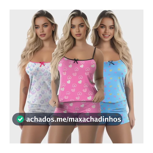 Kit 3 Baby Doll Conjunto Feminino Pijama Microfibra Sortidos