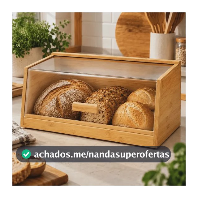 Cesto Porta Pães Em Bambu Com Tampa Transparente Cozinha Marrom Bambu