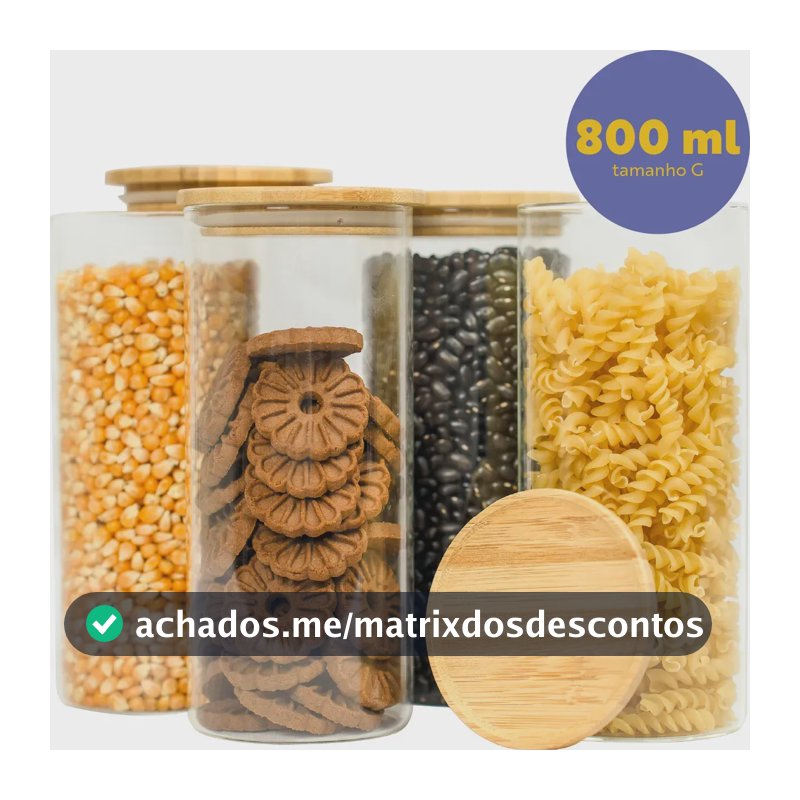 Kit 4 Pote Para Alimentos Seiri Transparente 800 Ml Cozinha Flat Transparente