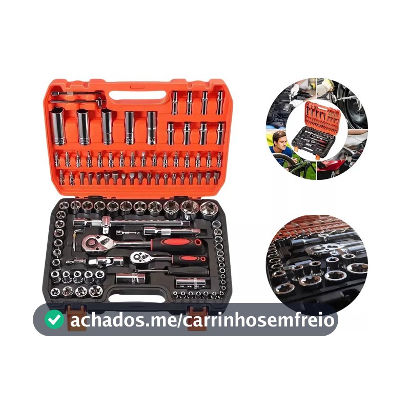 Kit 108 Peças Soquete 1/2aço Crv Profissional rega Prateado
