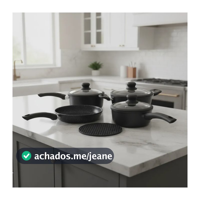 Jogo De Panelas Cerâmica Antiaderente Gamma Vienna 5 Peças Preto