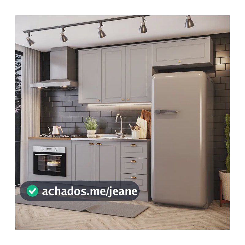 Cozinha 4 Peças Com Módulo De Forno De Embutir Amy Casa 812 Cor Cinza