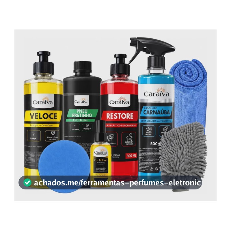 Kit Para Lavar Carro Cera Pretinho Silicone Cheirinho Pano
