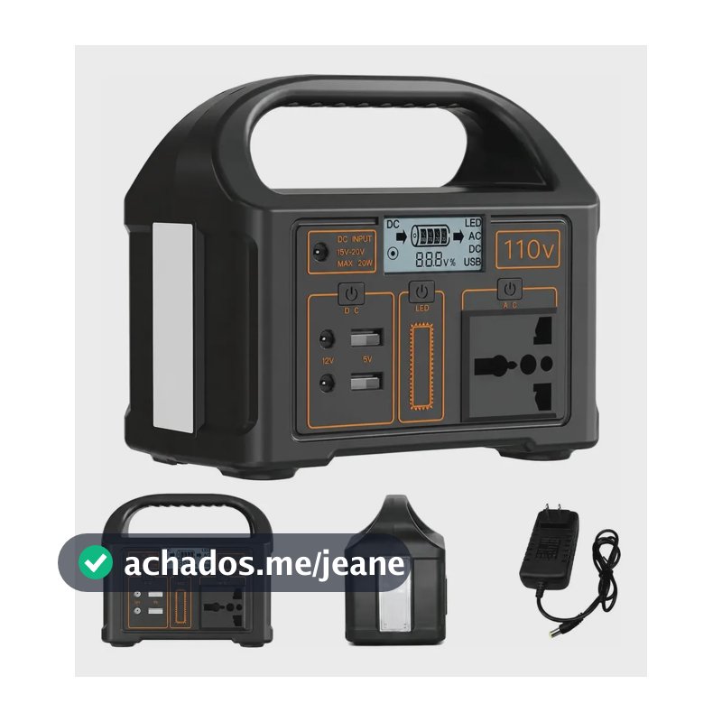 Estação De Energia Portátil 100w 76,8wh Com Saídas Ac/dc/usb 100w/ Ac110v