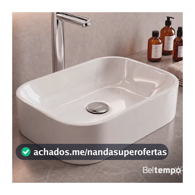 Cuba Pia De Apoio Sobrepor Retangular 37x27 Branca Para Banheiro Lavabo Beltempo BT-2010