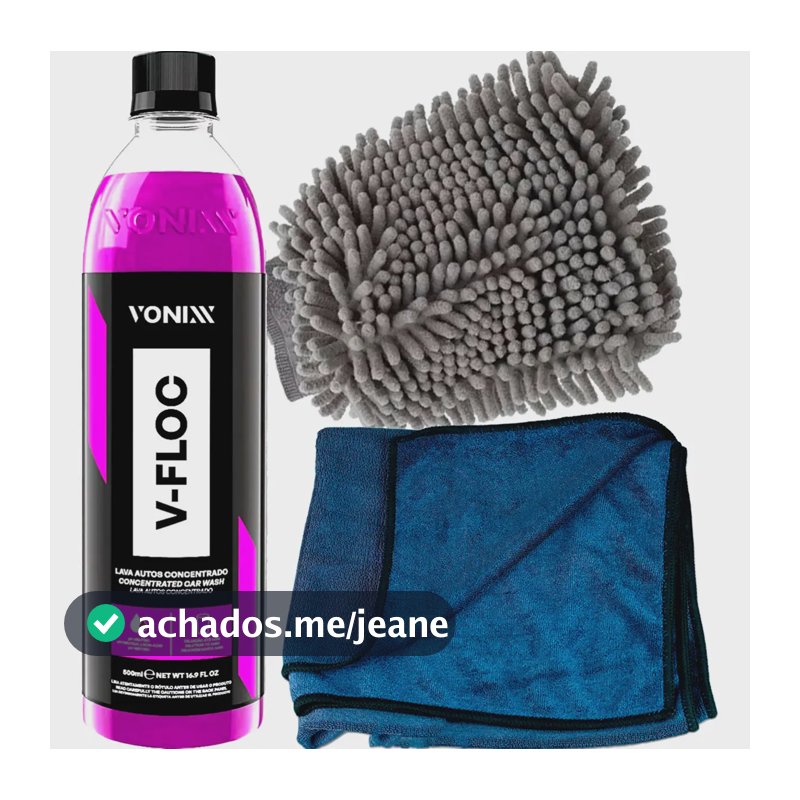 Shampoo V-floc Vonixx + Toalha Secagem + Luva Microfibra