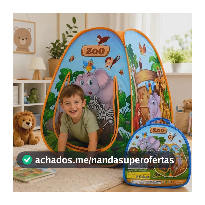 Barraca Infantil Grande Cabana Crianças Toca Animais Safari Animais Cabaninha Divertida Fácil de Montar Educativa