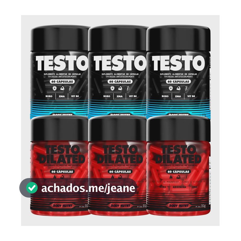 Kit 3x Testo + 3x Dilated, 60 Cáps, Sem Sabor - Body Nutry