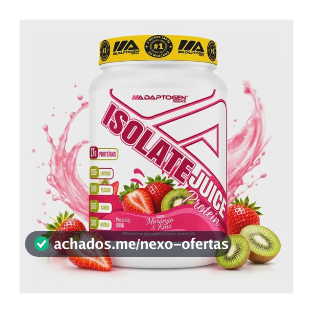 Proteína Adaptogen Isolate Juice em pó sabor Morango kiwi x 900g