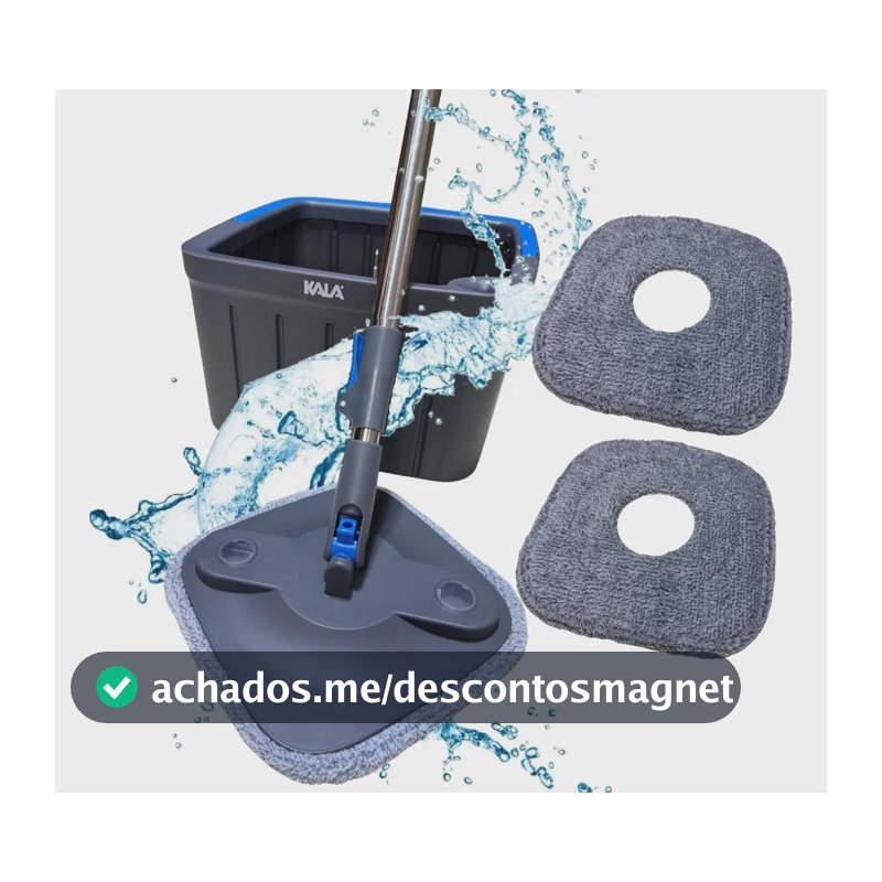 Mop Giratório Separa Água Limpa E Suja Gira 360° Cor Cinza-escuro E Azul