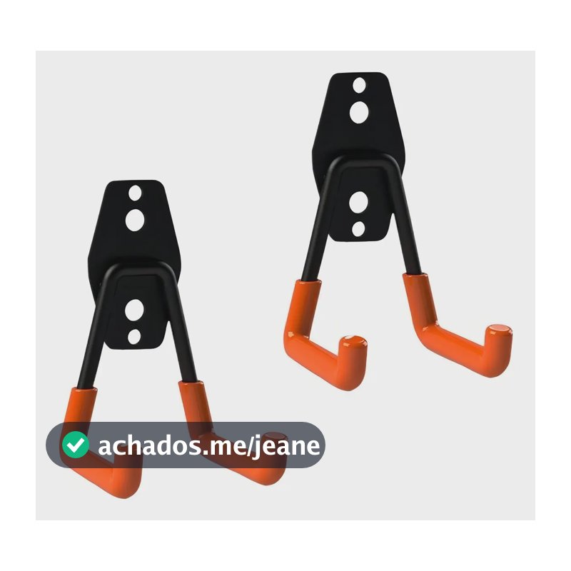 Kit 2 Suporte Aço Multiuso 23kg Parede Mangueira Bike Escada Cor Preto