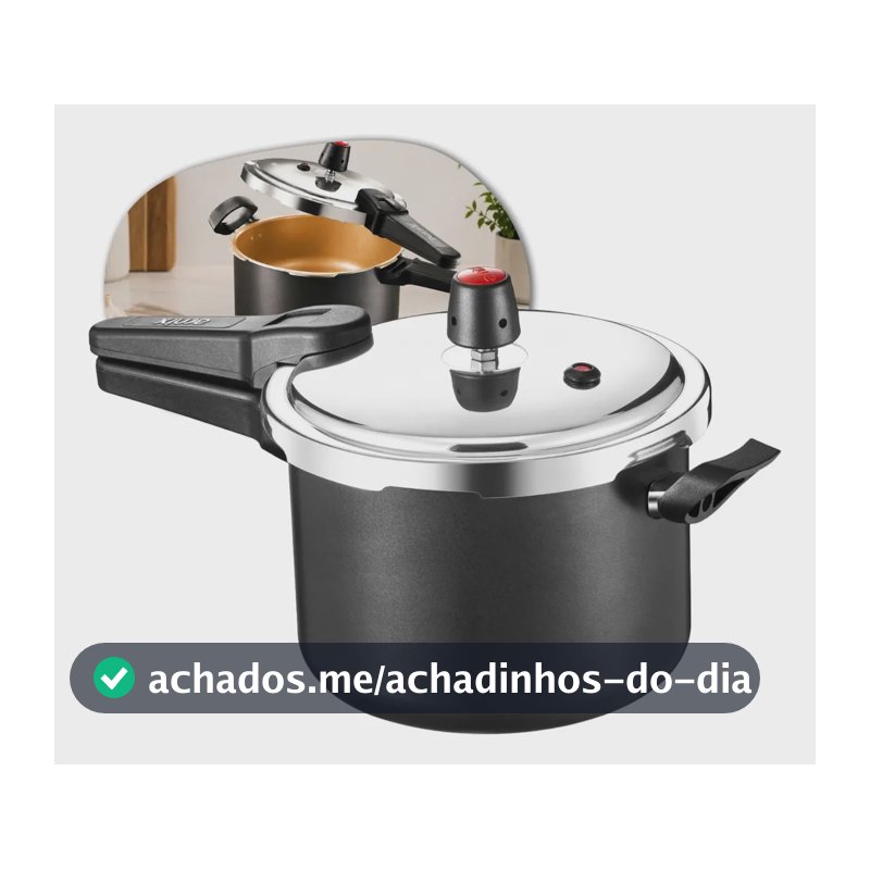 Panela De Pressão 4,5 Litros Antiaderente Fechamento Externo Preta e creme Duas Alças Válvula De Ar