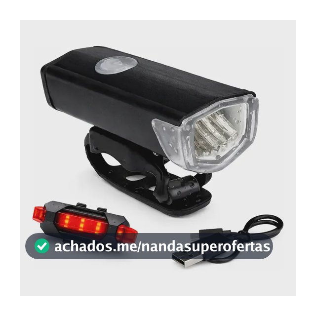 Kit Farol E Lanterna Recarregável Led 400 Lúmens Usb Bike Preto