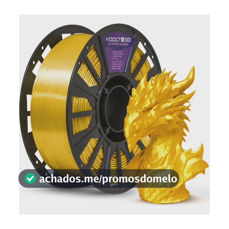 Filamento PLA Dourado V-Silk High Speed Premium - 1Kg