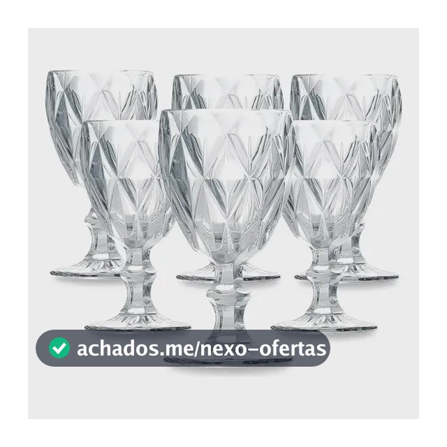 Conjunto de Taças de Vidro 340ml Diamond Line - 6 Peças Transparente